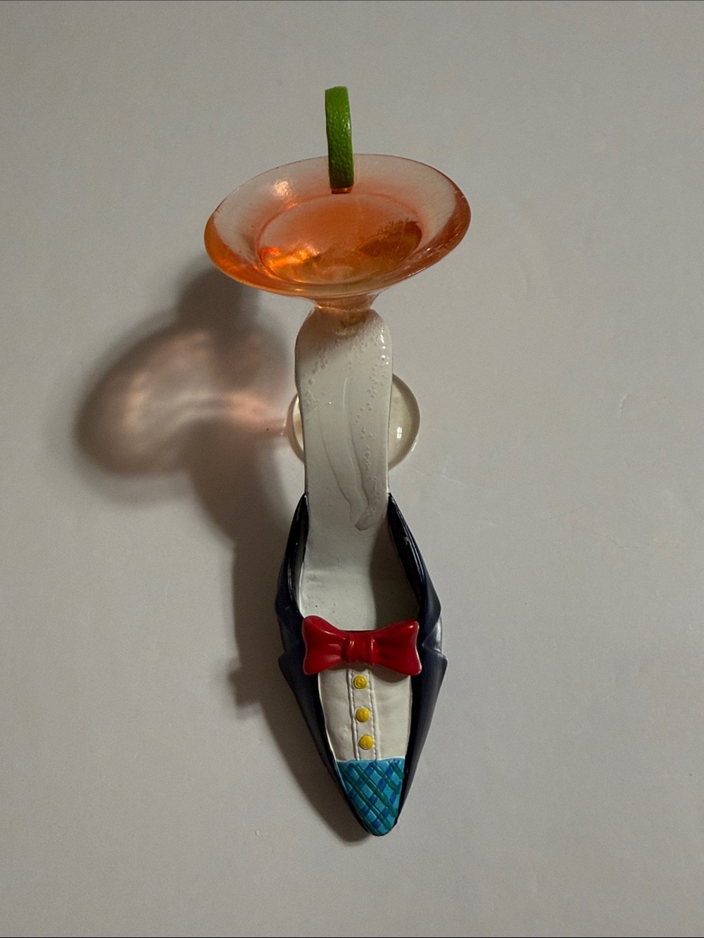Novelty Glass Blown High Heel Shoe Features a Martini Glass with Orange Cocktail - Picture 3 of 7